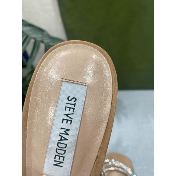 Steve Madden Women's Libbie Rhinestone Dress Sandals - Camel Nubuck 9.5M - Picture 6 of 13